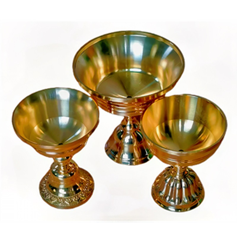 Латунная масляная лампа, вечный светильник, религиозный храм, буддийская лампа, двойной держатель для свечей, чаша для лампы Будды