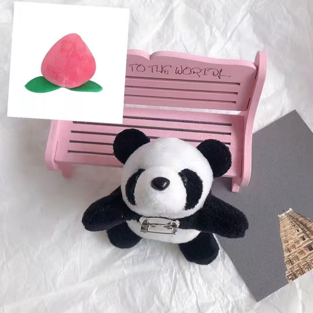 3D Panda Brooch Plush Panda Doll Ins-Style Panda Accessory Backpack Pendant Cross-Border Hot Seller