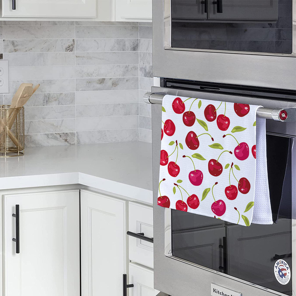 Cross-Border Customized Hand Towel Waffle Digital Printed Towel Quick-Drying Water-Absorbent Lint-Free Kitchen Stove Dish Towel