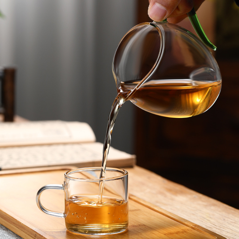 New Colored Handle High Borosilicate Glass Fit Cup with Pointed Mouth Breaking and Sharp Splitting Tea Set Large Household Kung Fu Tea Cup