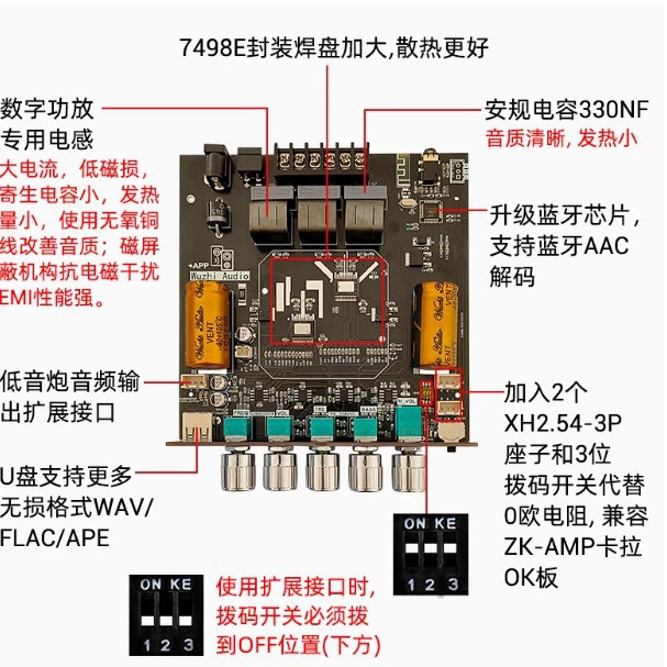 HT21-3G three generation 2.1 channel TDA7498E Bluetooth power amplifier module subwoofer 160Wx 2 220W