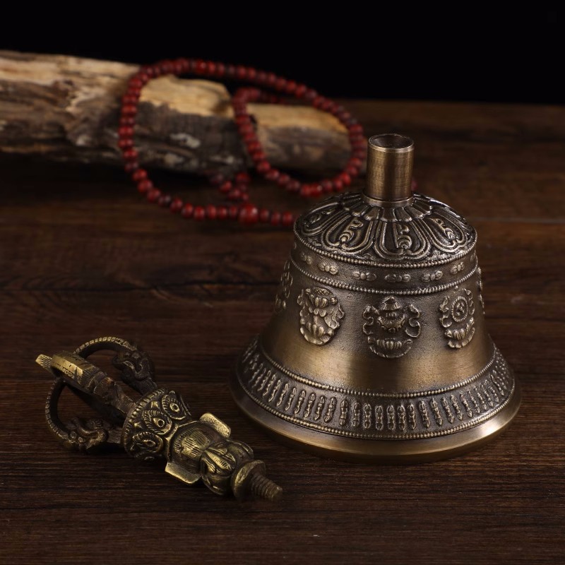 Nepal Five-strand Puba Vajra Modern Nine-strand Eight-auspicious Carved Puba Vajra Bell Ornaments Sound Crisp
