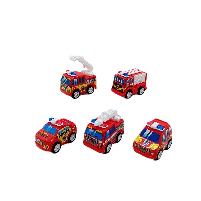 Small toy factory mini pull back fire truck children's toy boy maintenance car ladder car desktop decoration model