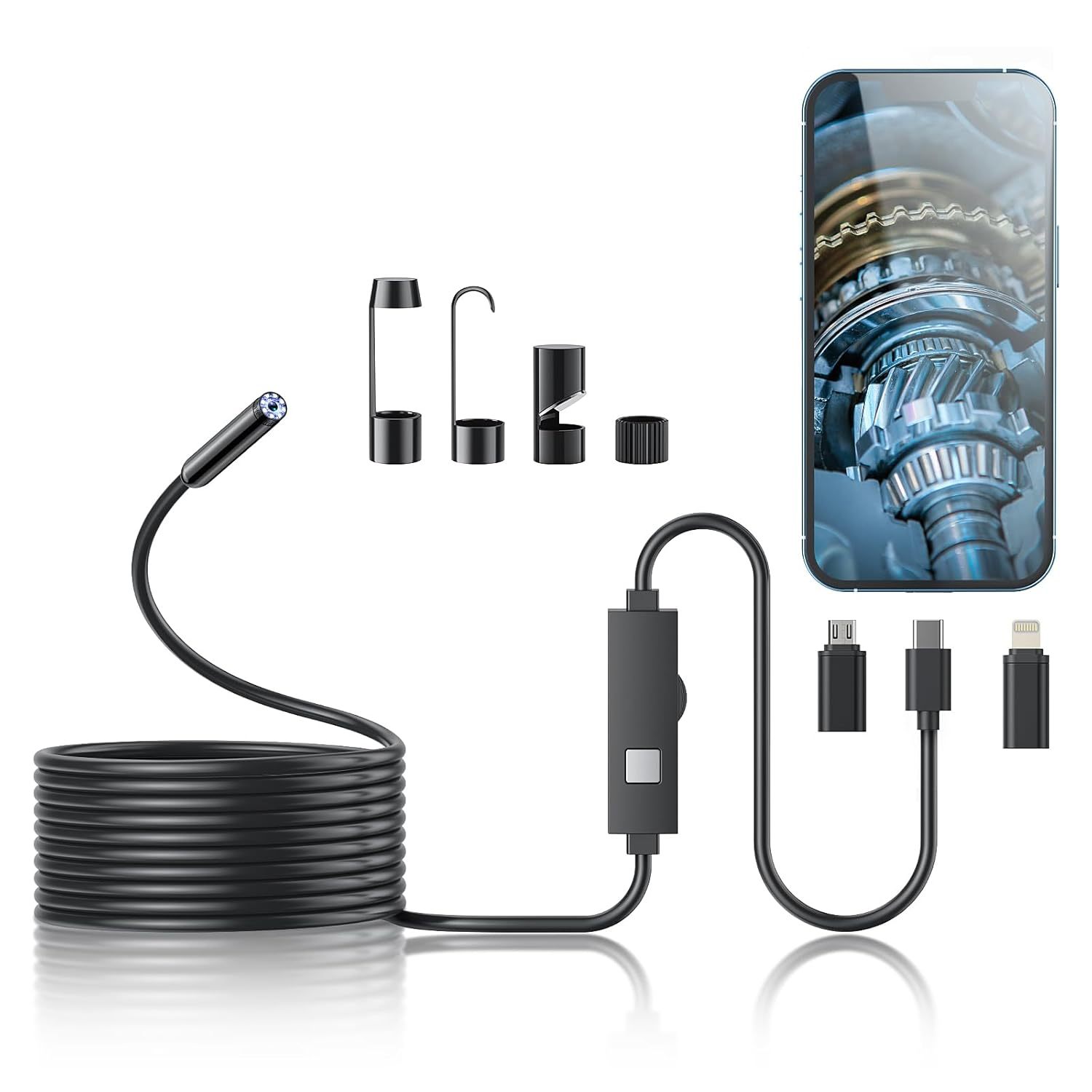 Amazon Explosive Mobile Phone Direct Camera HD 2 million Industrial Endoscope Hard Wire Waterproof Endoscope