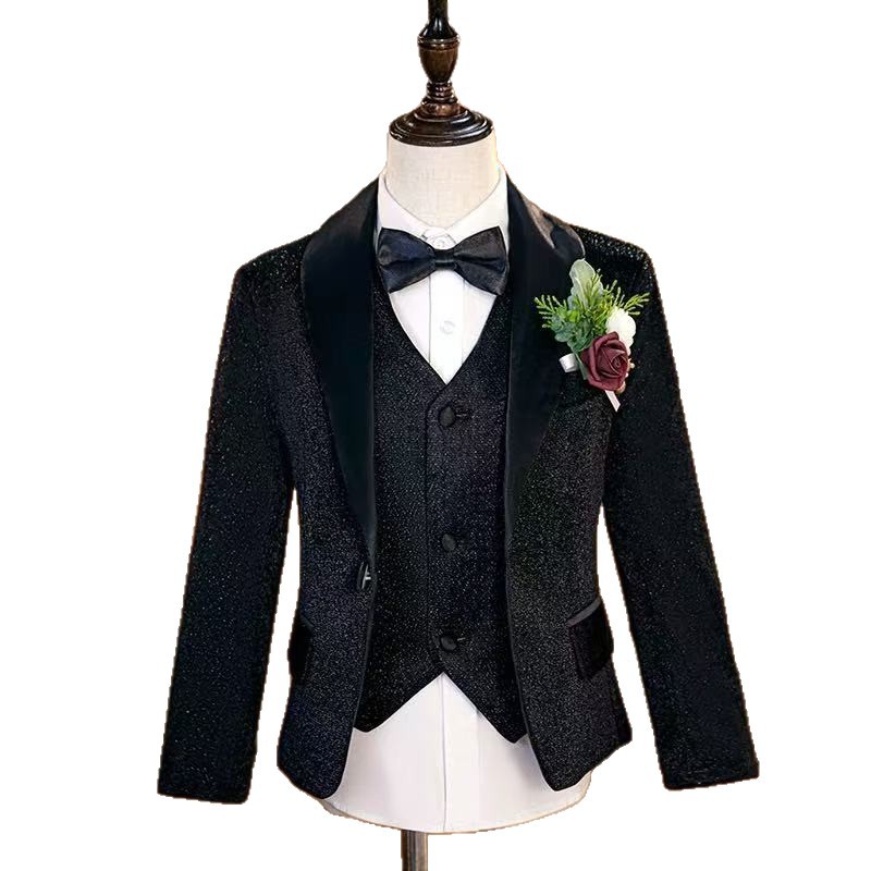 Sequin Children's Suit Set for Stage Performances, Evening Events, Host, Flower Boy, Boys' Runway Show Suit, Piano Shiny Stage Outfit