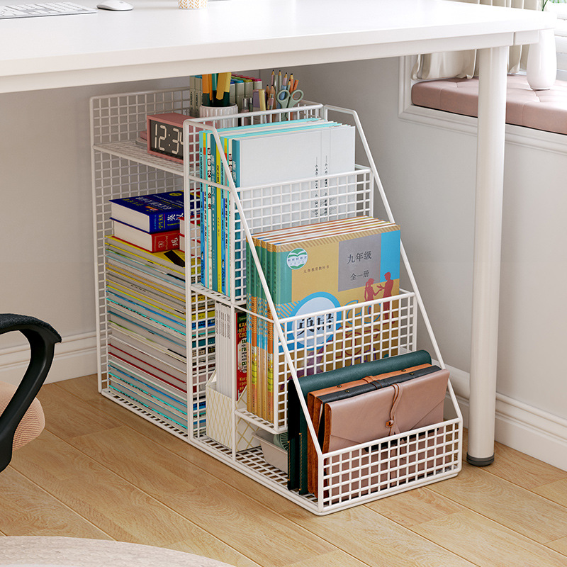 Under-Table Bookshelf Storage Rack Floor Book Storage Box Movable Wheeled Trolley Children's Picture Book Simple Bookcase