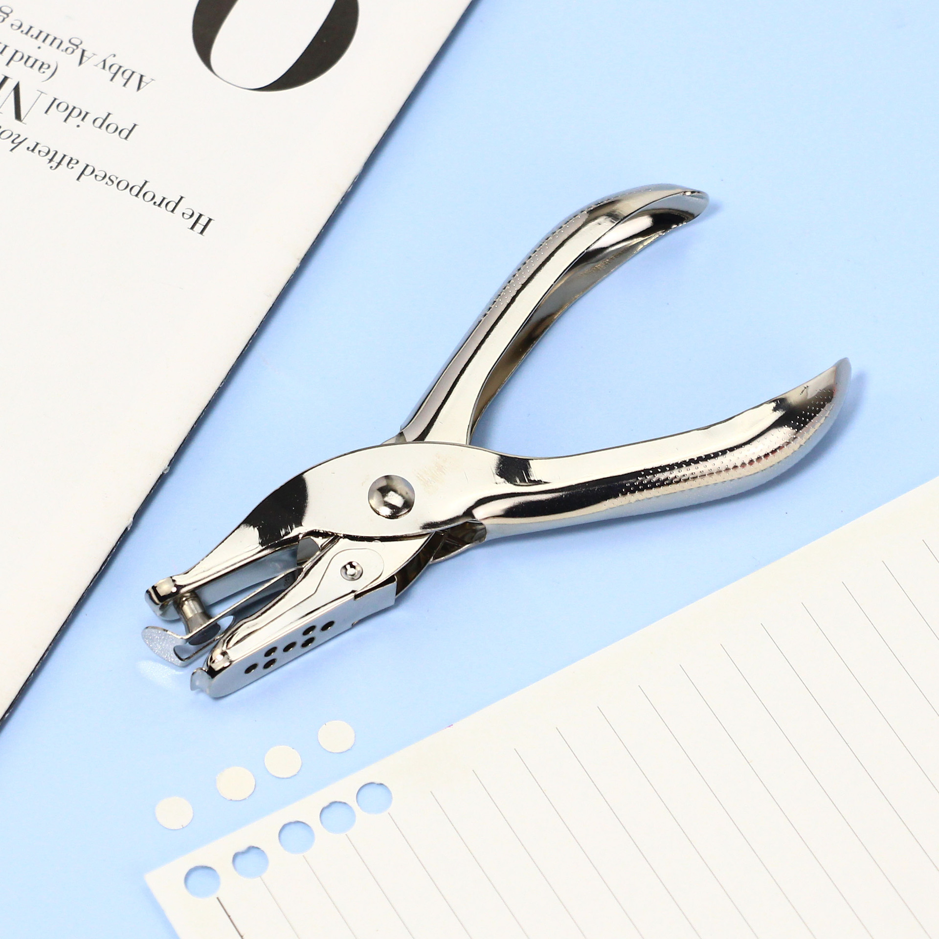 All metal hand-held punching machine round hole diameter 3/6mm hole punching machine single hole punching machine stationery paper card punching pliers