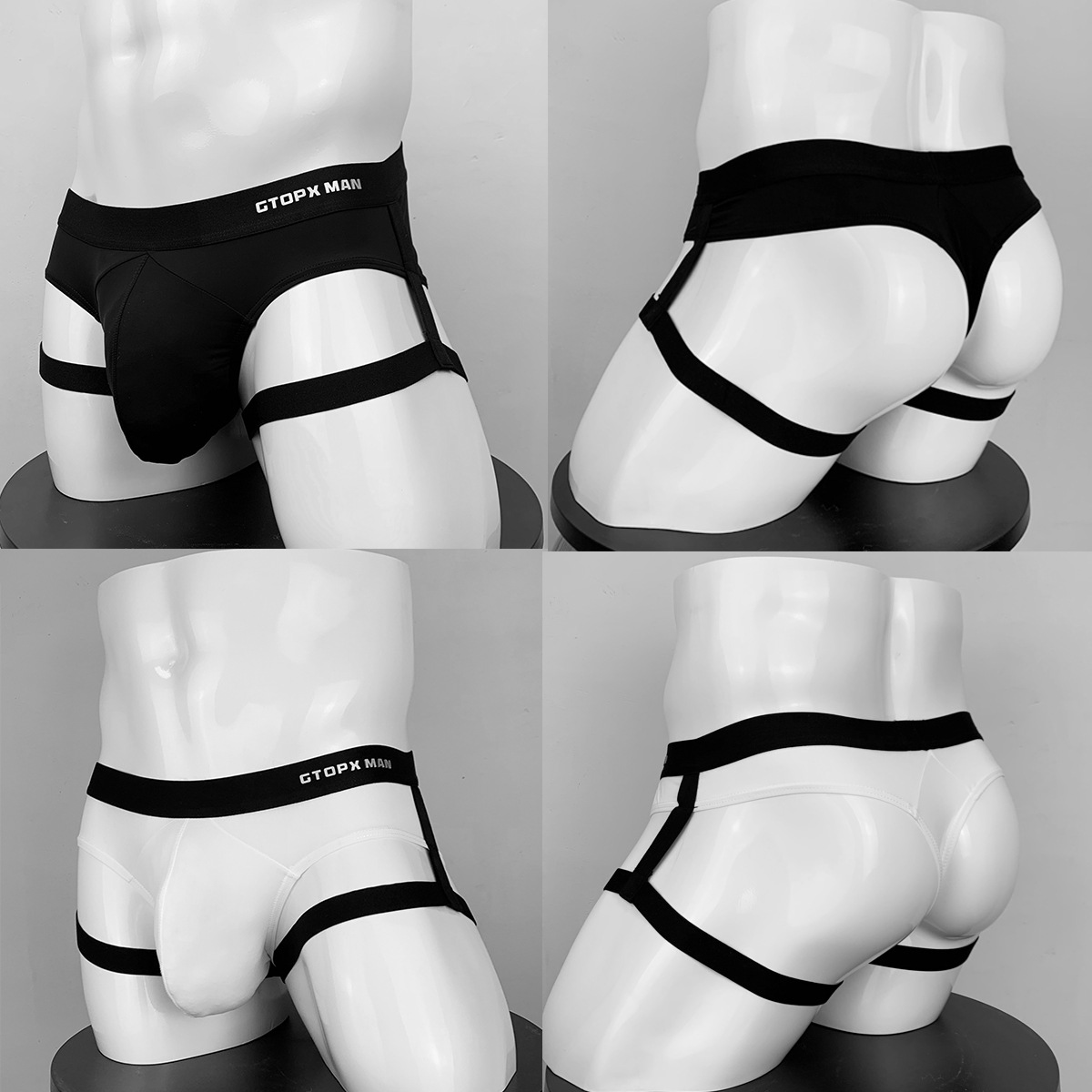 Gtopx Man Men's Personalized Thong Ice Silk Strap Formal Style U-Convex Thin Sexy Underwear