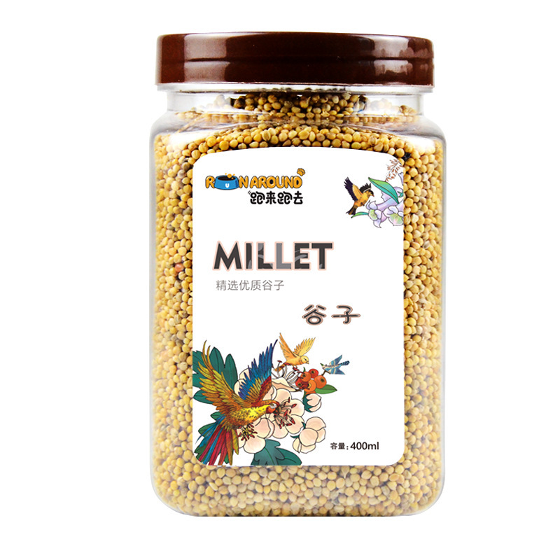 Factory Wholesale Yellow Millet Shelled Millet Tiger Skin Peony Cockatiel Bird Food Bird Food Feed Food 400ml