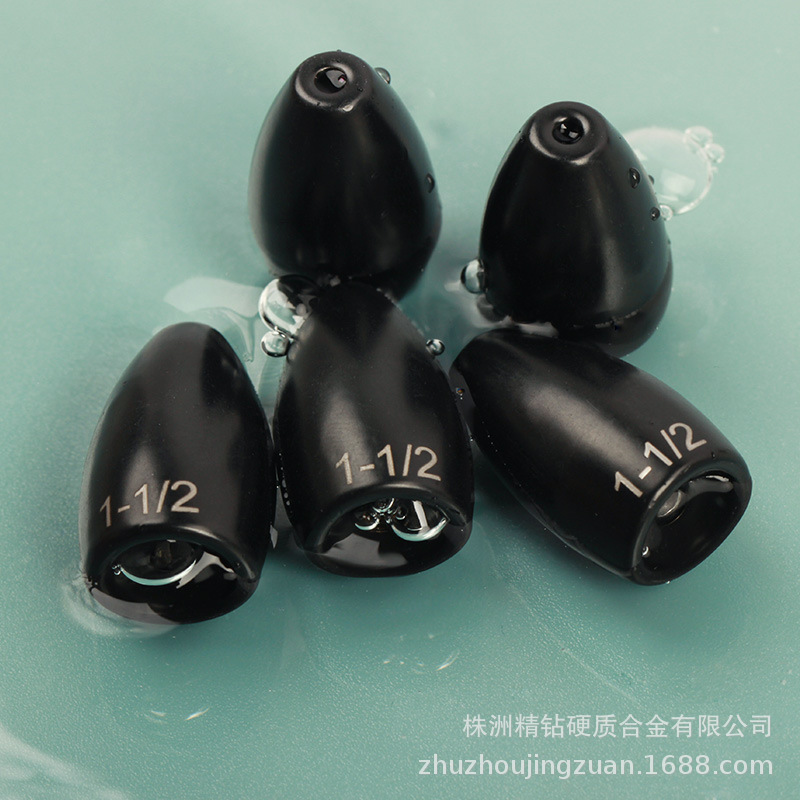 Matte Black Lure Accessories, Waist Drum Bullet Pendant, Texas Fishing Group Tungsten Steel Olive-Shaped Bullet Pendant, Multiple Sizes