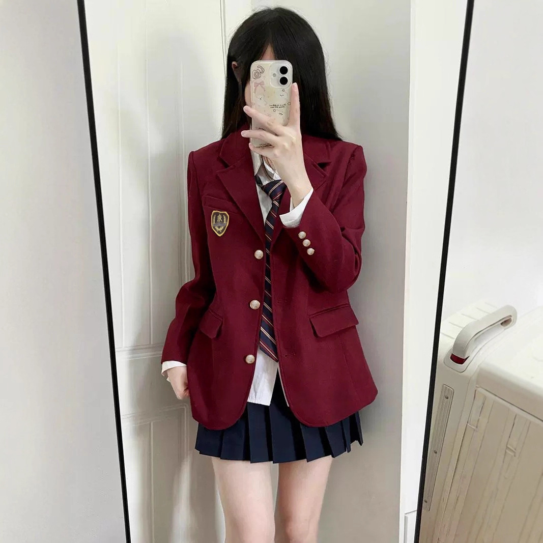 Универсальный черный костюм в колледжском стиле для миниатюрных студентов, пиджак JK, британская верхняя одежда, корейский стиль