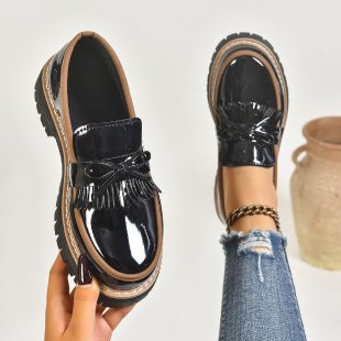 2025 New Spring and Autumn Loafers Large Size Casual Frosted British Style Women's Shoes Thick Heel Thick Sole Foreign Trade Retro Wholesale