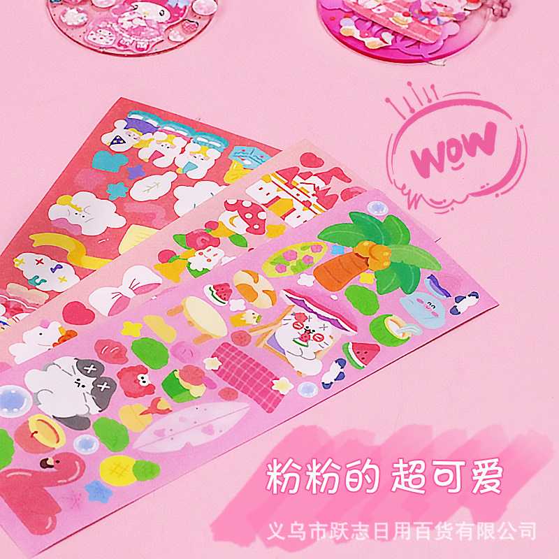100 non-repeating goo card stickers laser stickers students DIY cute girl hand account with new wholesale