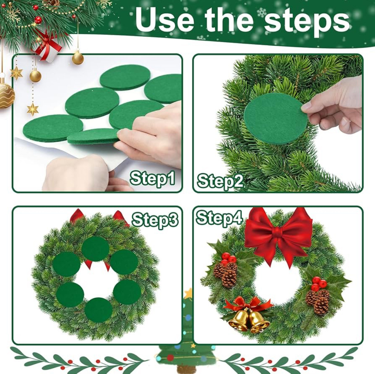 Wreath Mat Door Protector Green Felt Wreath Backing Pad Prevent Damage Door Christmas Wreath Decor Scratches Dents
