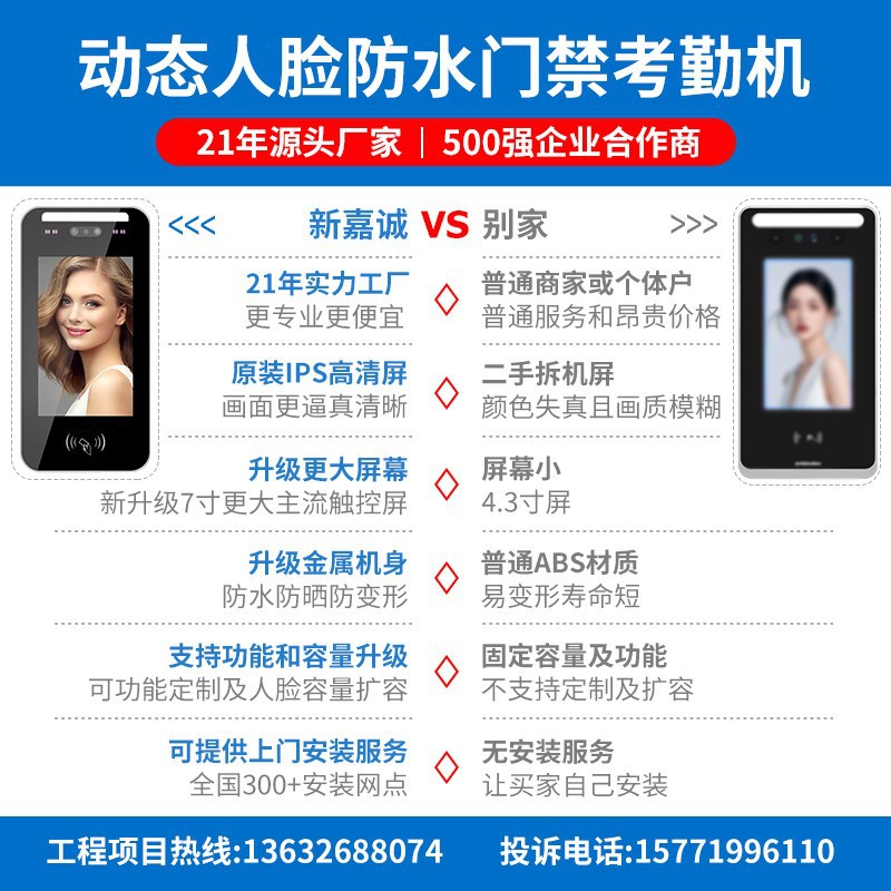 7inch Dynamic Face Recognition Access Control System All-In-One Card Swipe Face Attendance Electromagnetic Fingerprint Lock Smart Security