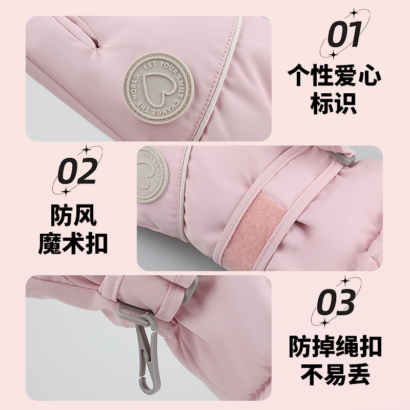 Ski Gloves for Women 2025 New Autumn and Winter Fleece-Lined Thickeneded Warm and Cold Wind Touch Screen Electric Vehicle Cycling Gloves