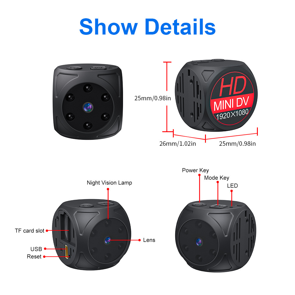 Pet Camera Cat Perspective Camera Sports Dv Little Finger Camera Recorder Hd Card 1080P