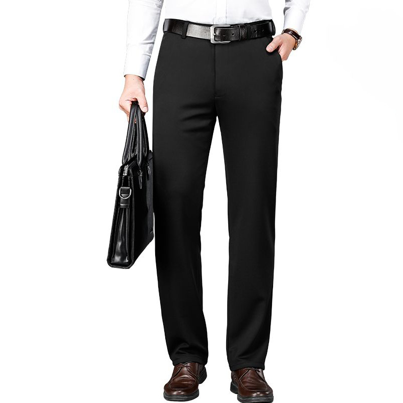 Non-ironing Stretch Trousers Men's Spring and Summer Thin Casual Pants Men's Black Slim-fit Straight Business Dress Pants Men's Pants