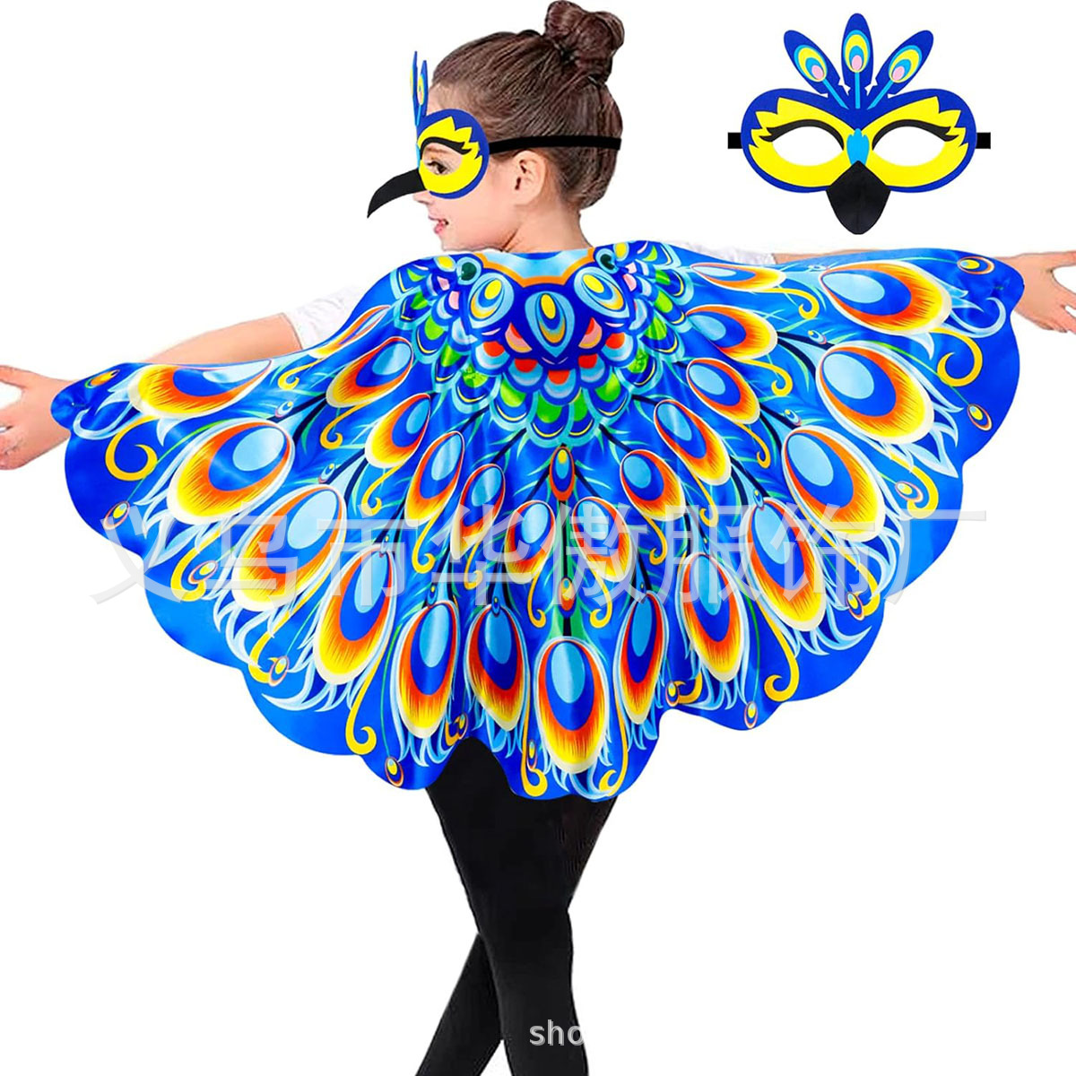 New Peacock Princess Mask Wings Set Little Girl Prom Party Costume Props Insect Princess Cosplay Costume