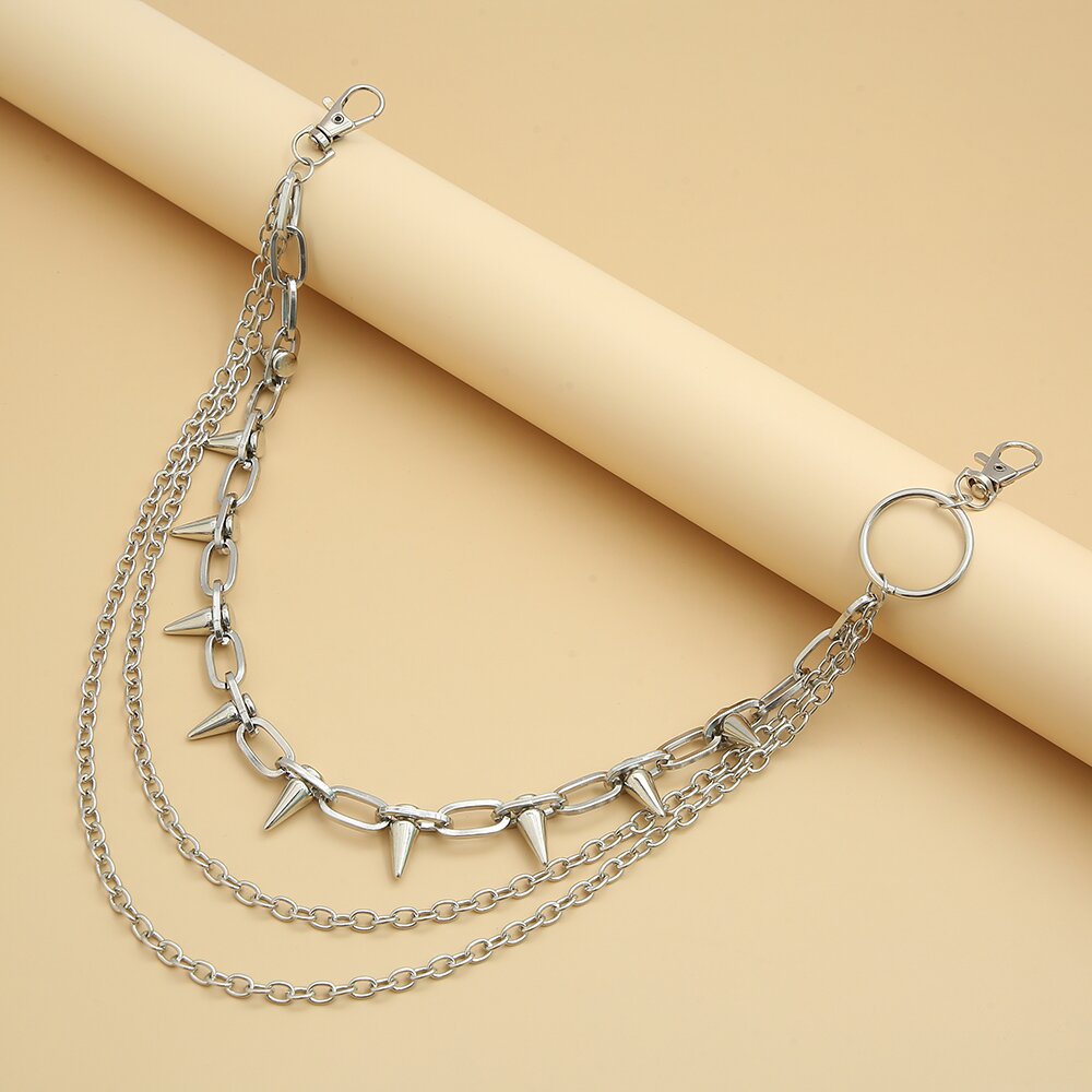 European and American Cross-border Hip Hop Punk Rivet Stage Performance Multi-layer Metal Multi-layer Pants Chain Jeans Dress Up Waist Chain