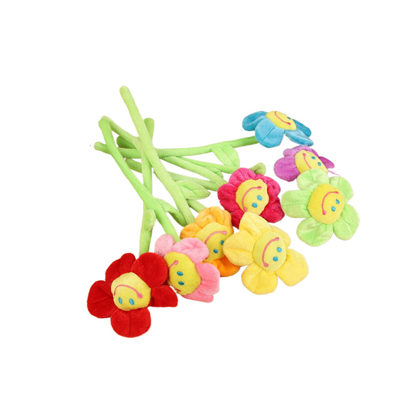Simulation Smiley Sun Flower Plush Toy Rose Fabric Bouquet Curtain Buckle Flower Shooting Props Decoration