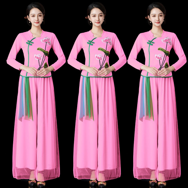 Square Dance Costume New suit Summer Yangko Costume Performance Costume Female Middle-aged and Elderly Fan Ethnic Classical Dance suit