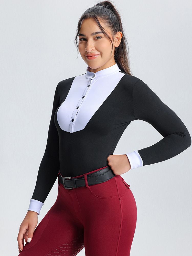 Wontto Professional Quick-Drying Equestrian Training Grade Examination Long-Sleeved T-Shirt Women's Autum T-Shirt Equestrian Clothing Equipment Factory Direct Batch
