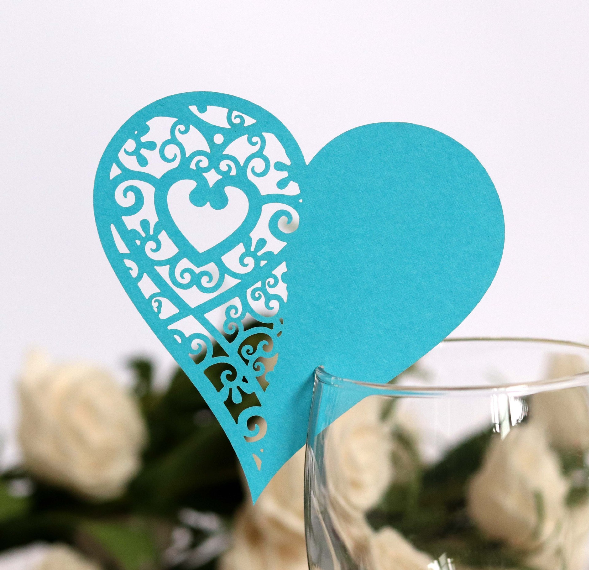 Amazon love hollow cup card Golden pearlescent paper table card personalized wine glass decorative paper card wholesale