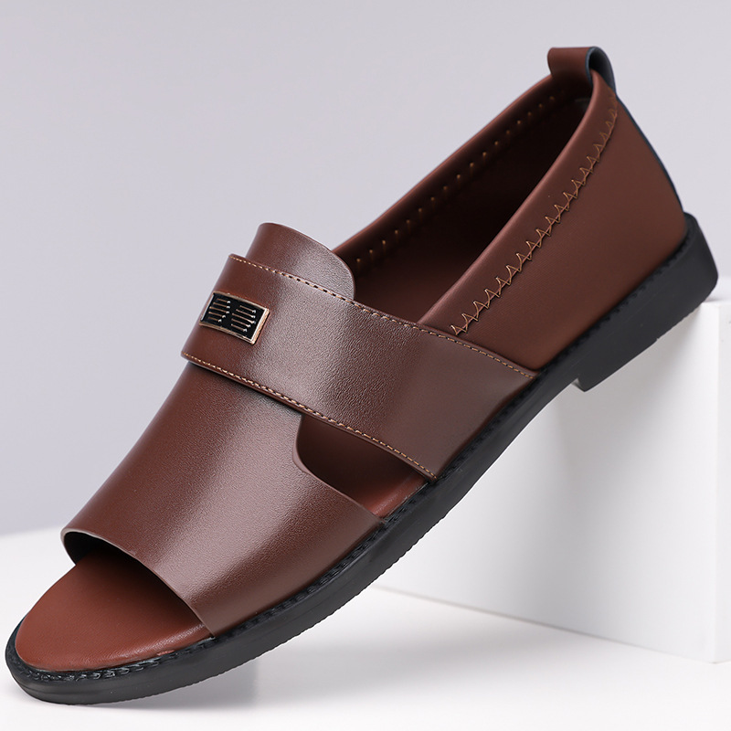 Новые летние сандалии для мужчин 2025, полые дышащие сандалии, повседневная обувь, модные римские пляжные обувь, открытый носок, мужская обувь 2566