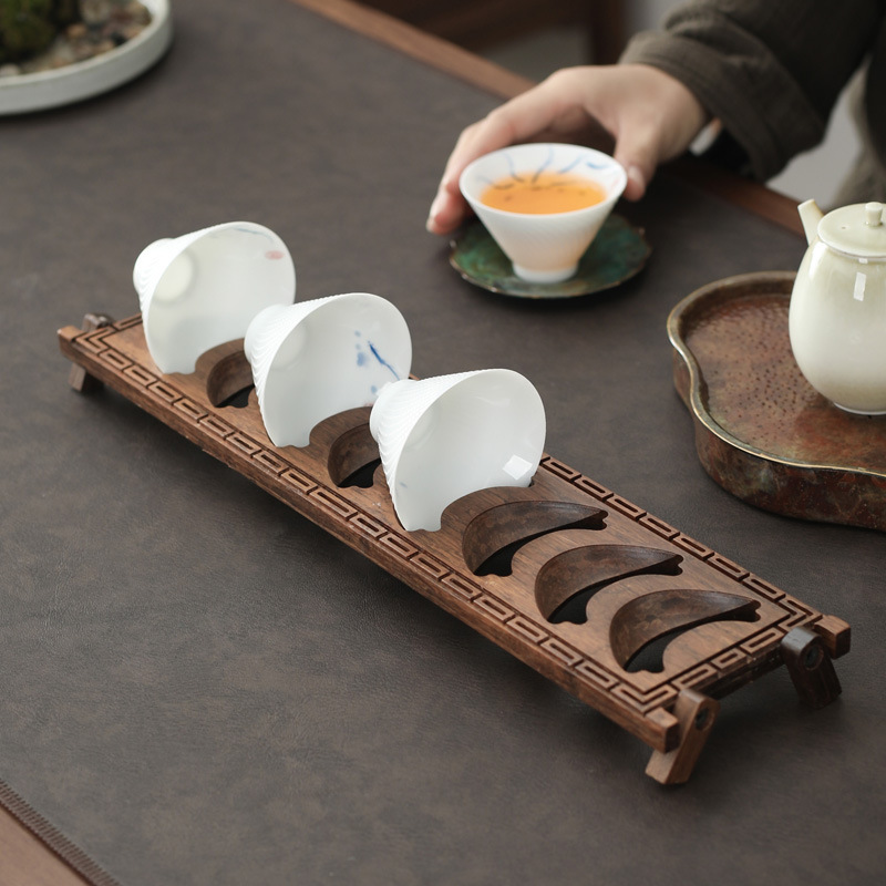 Bamboo Heavy Bamboo Tea Cup Rack Wooden Household Kung Fu Tea Set Tea Ceremony Accessories Creative Simple Handmade Cup Drying Rack