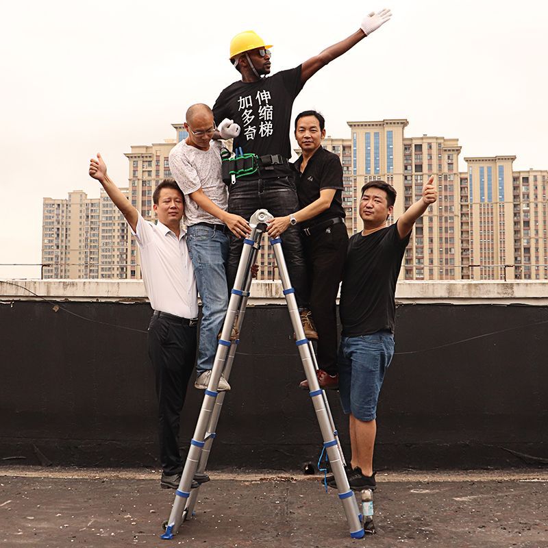 Jiaduoqi Telescopic Ladder Thickened Aluminum Alloy Engineering Ladder Multi-Functional Folding Ladder Household Herringbone Ladder Lifting Dual-Purpose Ladder