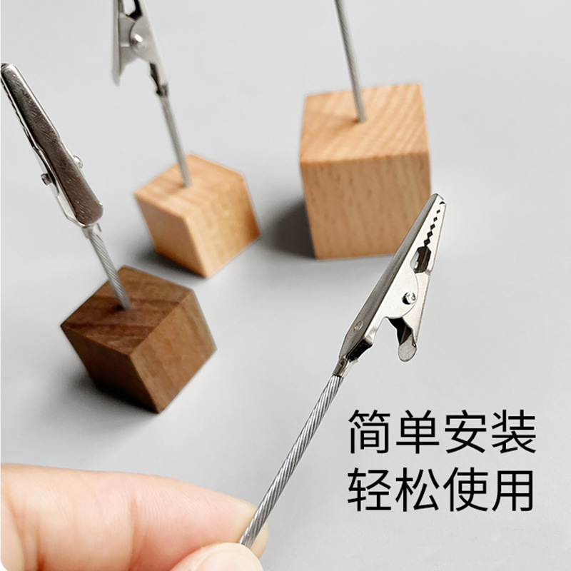Solid Wood Note Holder Price Tag Base Hotel Desktop Message Photo Card Business Card Alligator Clip Card
