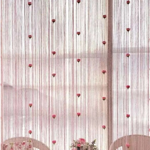 Door curtain with rose flower rose line curtain tassel curtain partition curtain