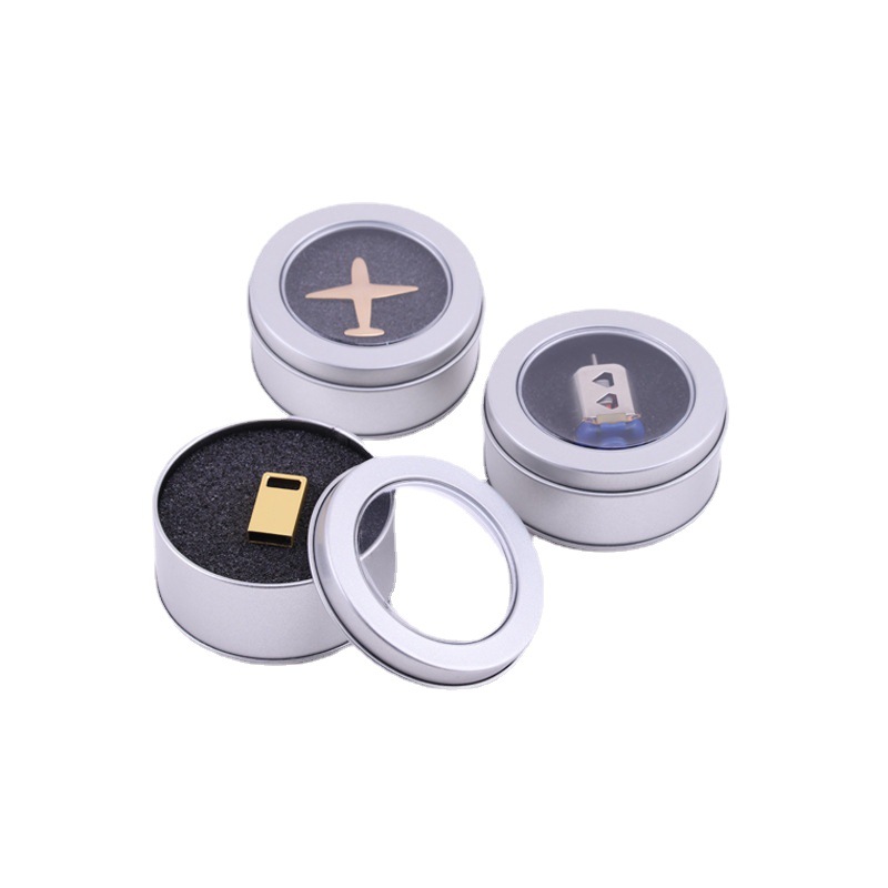 Badge Storage Tinplate Can Commemorative Coin Full Window Round Iron Box U Disk Iron Box Metal Gift Box Packaging