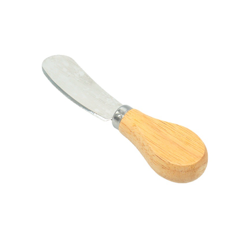 Cross-border hot sale oak handle cheese butter spatula cheese cream cheese knife stainless steel cake shovel pizza knife fork