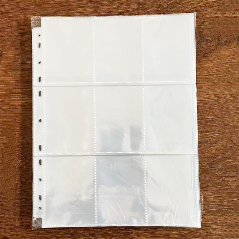 Card Book Inner Page 9 Palace Loose-leaf Core Game Card Book PP Double-sided 3-hole A4 Transparent Album Replacement Card Book