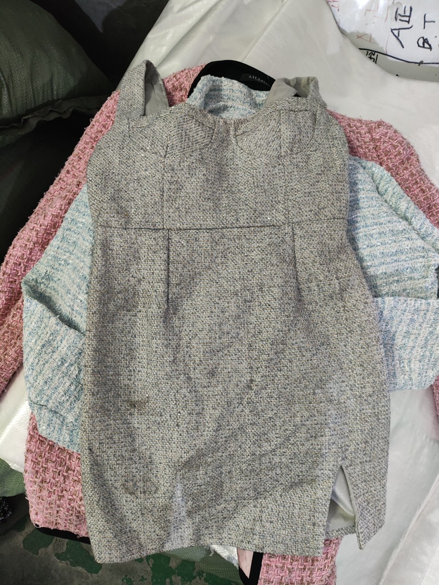 Second-Hand Clothes, Old Tweed French Pink Plaid Small Fragrant Jacket Mixed with Gentle Style Short Top