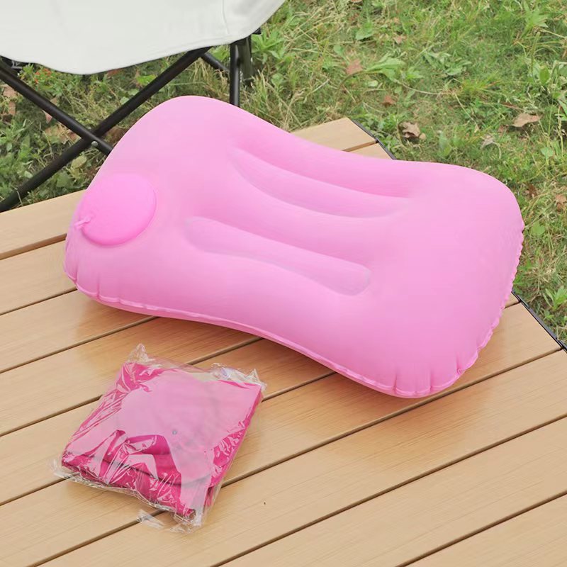 PVC Flocking Square Pressing Type Inflatable Pillow Pressing Automatic Inflatable Portable Travel Neck Pillow Square Pillow