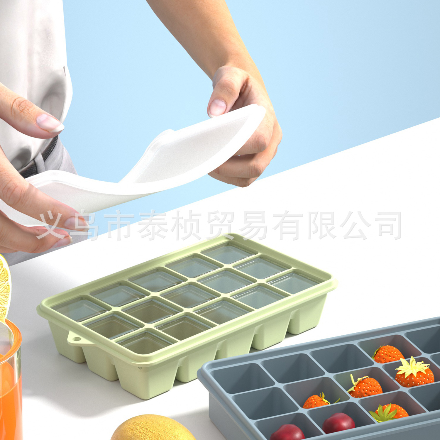 Cross-Border Large Silicone Ice Tray Food-Grade Ice Cube Mold Easy to Demould Quick-Frozen Ice Ball Mold Household Ice Making Mold