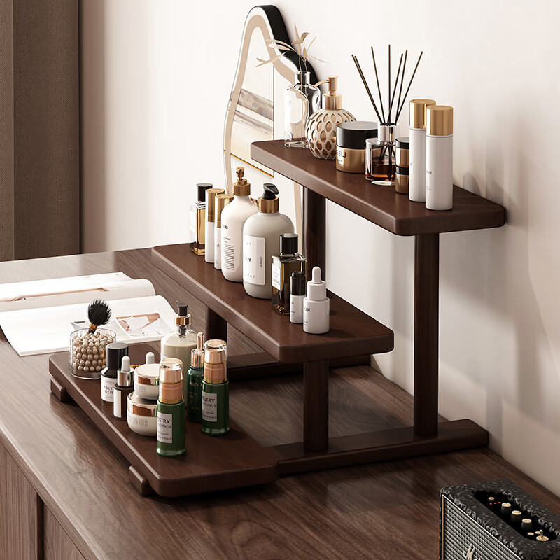 Desktop Storage Rack Bamboo Household Ladder Rack Coffee Cup Perfume Cosmetics Wine Display Shelf