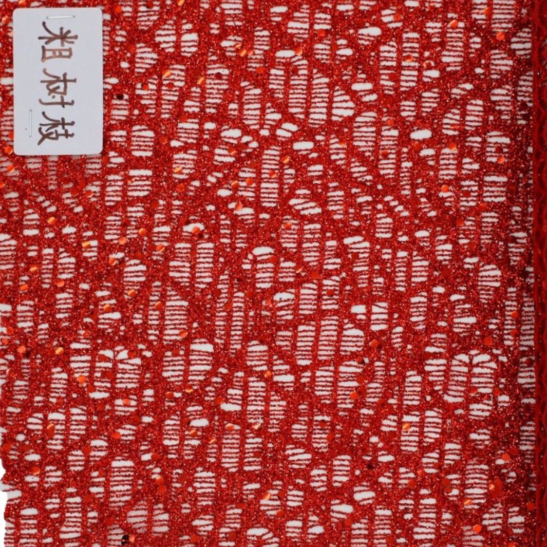 Thick Branches with Powder-Coated Heavy-Duty Sequin Embroidery, Diamond-Shaped Stretch Lace Fabric, Fishnet Lace Trim, Mesh Fabric