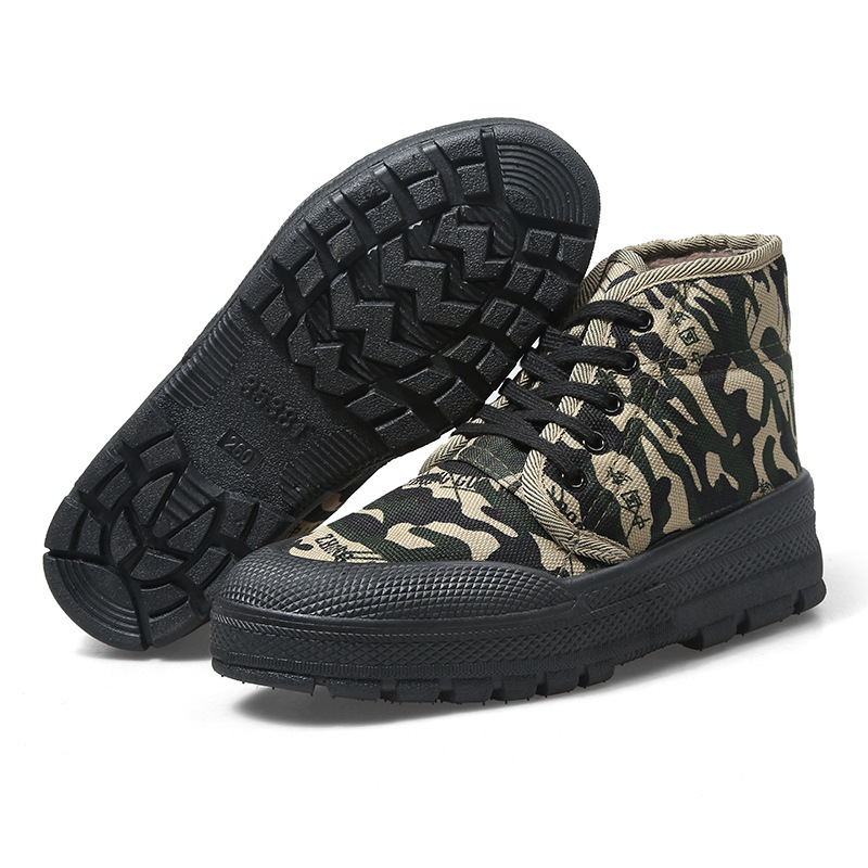 Cotton shoes fleece-lined high-top camouflage liberation shoes men and women training shoes outdoor construction site warm high-top cotton shoes factory direct sales