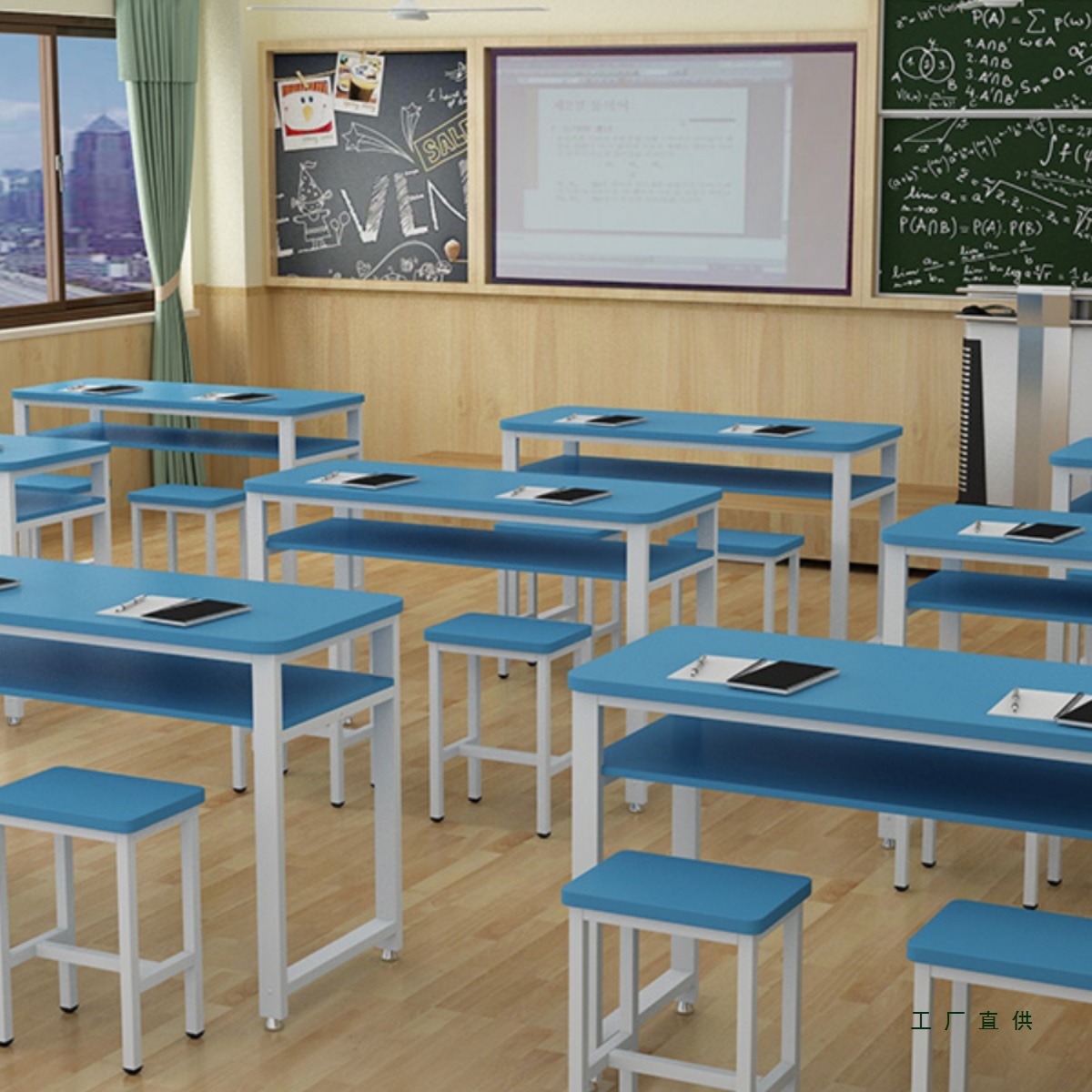 School Tutoring Class Primary and Secondary School Students Desk and Chair Combination Training Table Manufacturer Direct Sales Single and Double Home Student Desks
