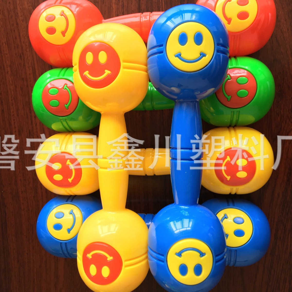 Special Wholesale Kindergarten Children's Toys New Fitness Audio Smiling Face Plastic Dumbbell Dance Supplies