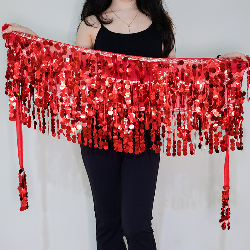 2025 New Belly Dance Waist Scarf, Sequined Tassel Hip Scarf Short Skirt, Sexy Nightclub Performance Clothing, Indian Dance Hip Scarf