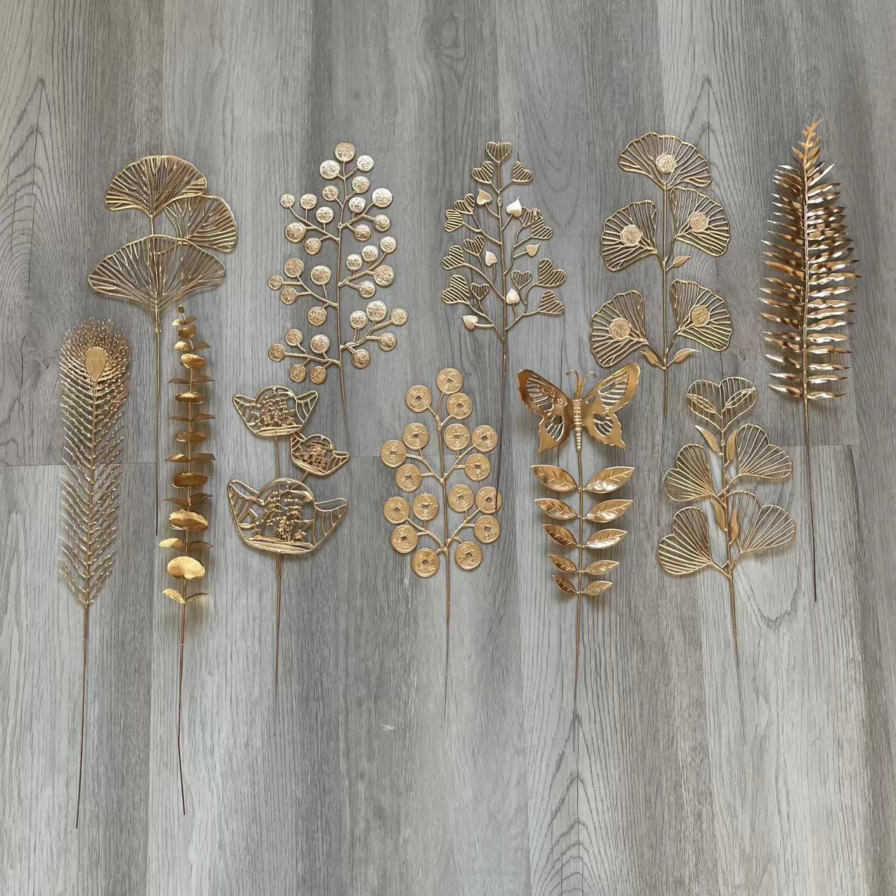 Factory wholesale New Year artificial flower fan leaf red berry festive supplies Fu barrel material diy flower arrangement New Year fake flowers