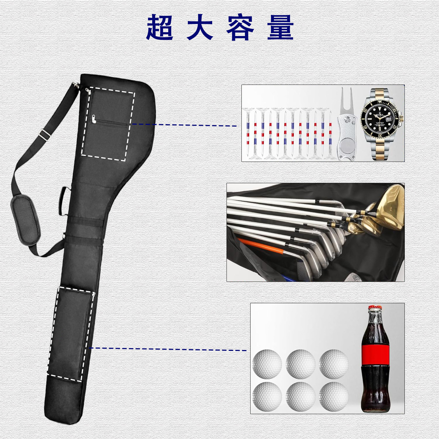 Cross-Border Golf Bag for Men and Women, Outdoor Practice Golf Club Bag, Crossbody Foldable Multi-Functional Handbag