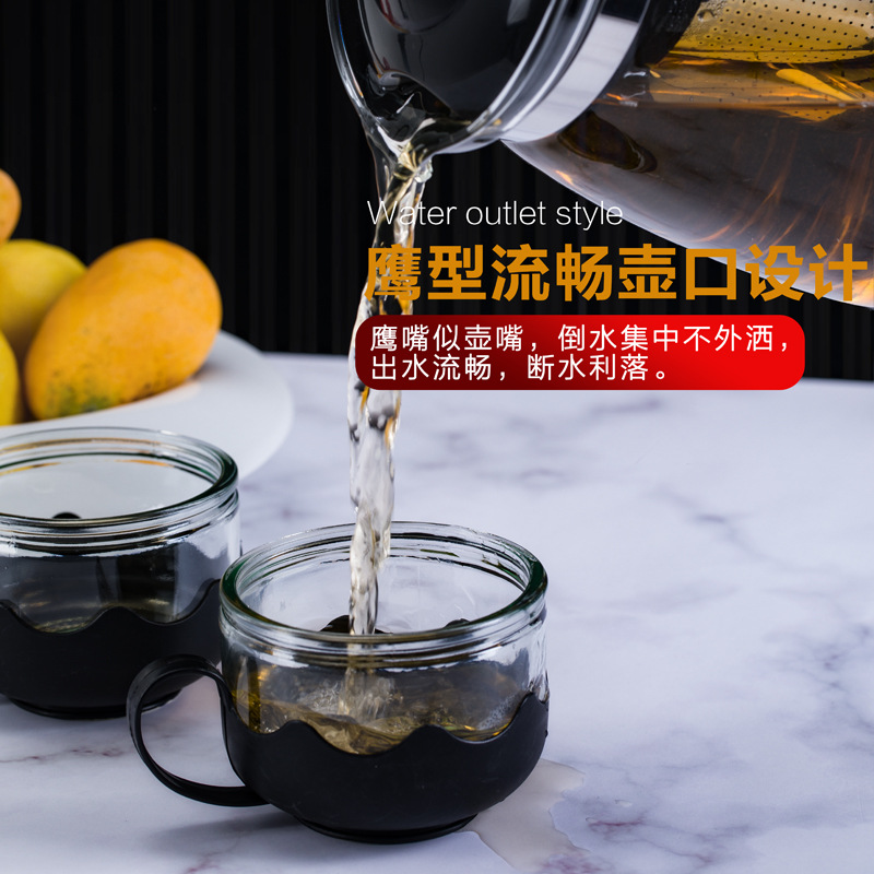 Household Large Capacity Glass Teapot suit High Temperature Resistant Teapot Flower Teapot Tea Set Combination Stainless Steel Strainer