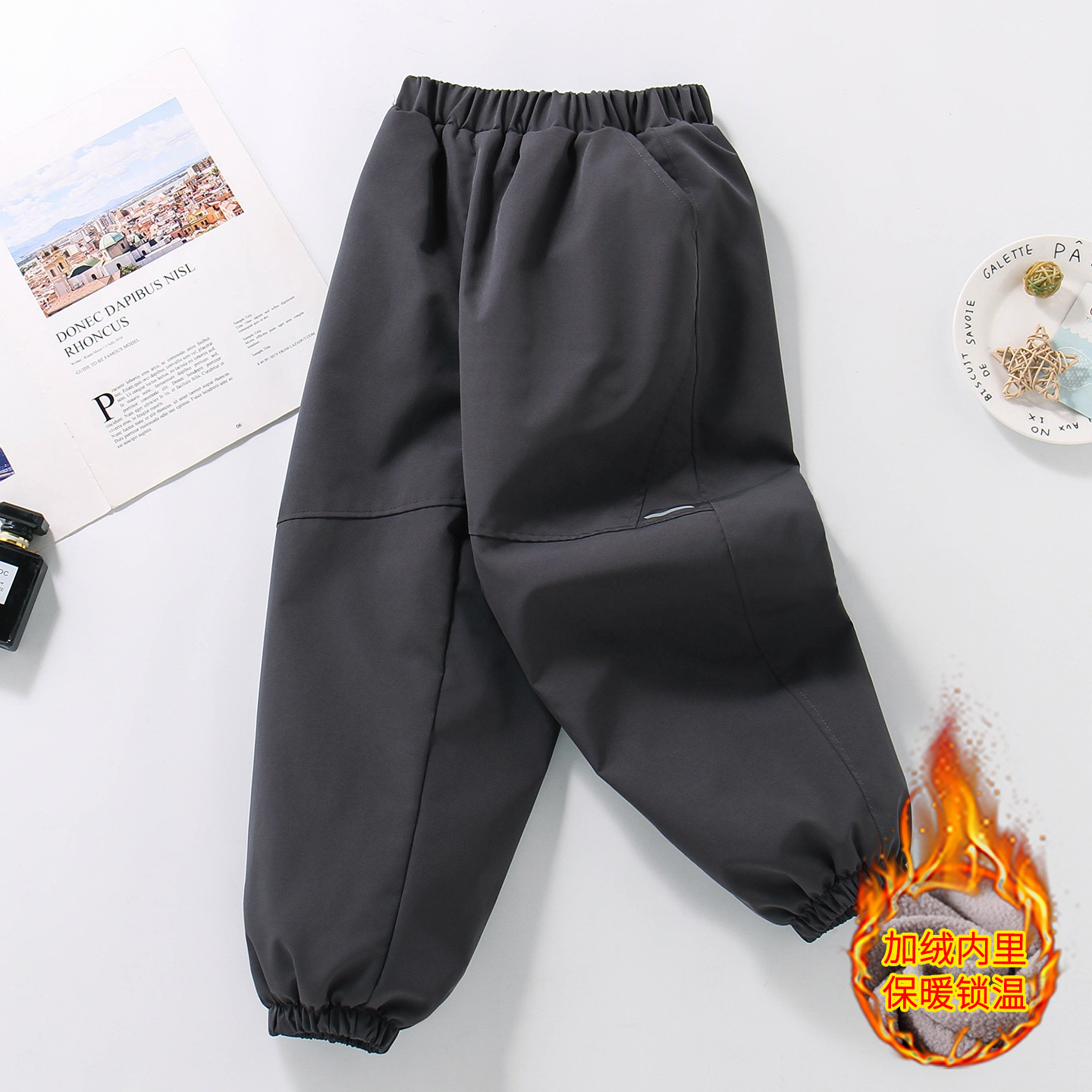 Boys' Fleece-Lined Pants 2025 New Style Softshell Pants Children's Spring Autumn Winter Simple Warm Big Kids Sports Long Pants