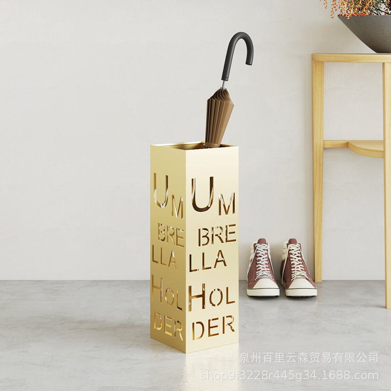 Золотая металлическая подставка для зонтов, декор прихожей, ведро для зонтов, вход в компанию, отель, минималистичный стиль